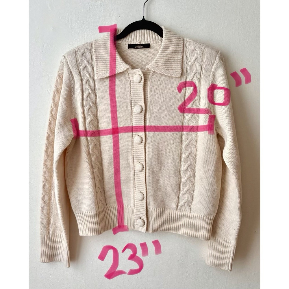 Twinset Wool Cardigan Sweater Ivory Women's Medium - Picture 7 of 8